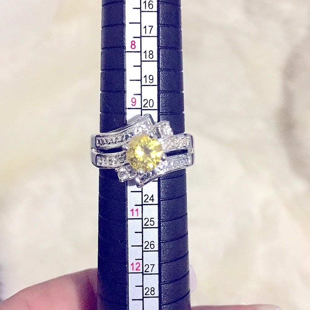 ๐Stunning Canary Yellow Round Cushion Stone Center w/CZ Crystal Diamond Paved - Picture 5 of 15